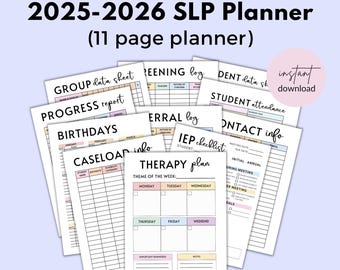2025-2026 Speech Language Pathologist Planner, Printable SLP Planner, IEP Planner, School SLP Planner, Speech Therapy Planner, slp forms,