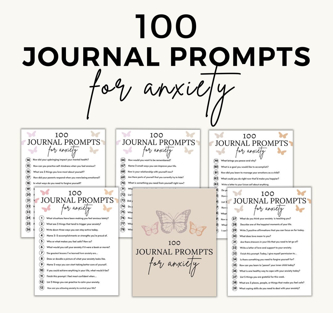 100 Journal Prompts for Anxiety, Printable Journal Pages, Printable ...