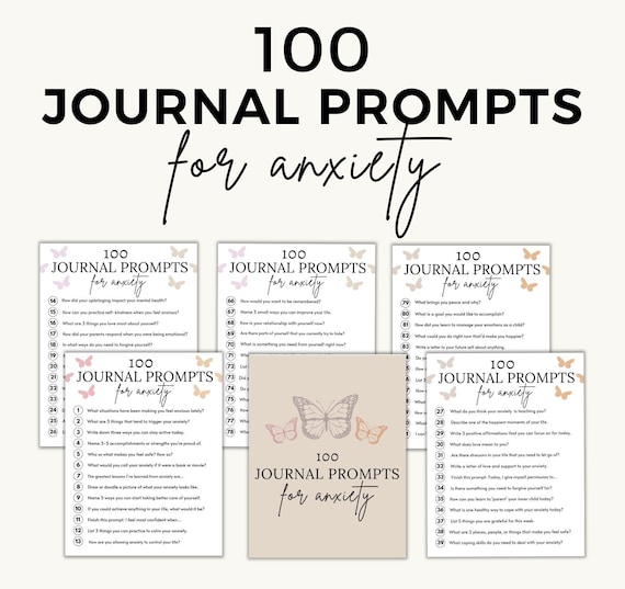 100 Journal Prompts for Anxiety Printable Journal Pages Etsy