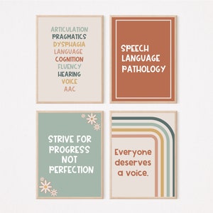 Speech Room Decor Bundle, set of 4, Speech Therapy Room Decor, Speech Therapy Decorations, Speech Therapy Poster, Printable SLP Wall Art