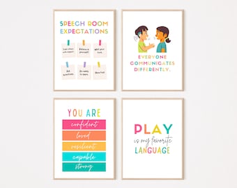 Speech Room Decor Bundle, set of 6, Speech Classroom Decor, Printable Speech Posters, SLP Classroom Decor, Speech Signs, Speech Room Decor