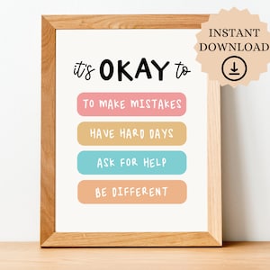 It&#39;s Okay To Poster Printable, Speech Therapy Print, SLP Print, Speech Therapy Decor, SLP Classroom Poster, Printable Speech Therapy Poster
