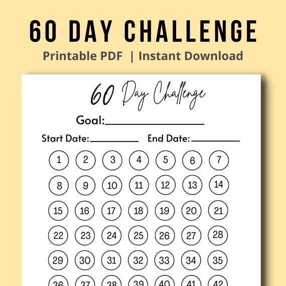 60 Day Challenge Tracker Printable Goal Progress Tracker Etsy(03)