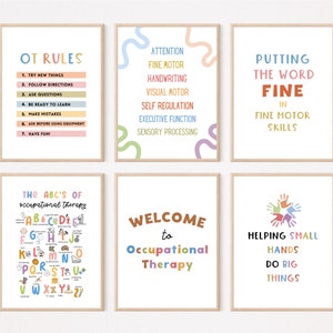 Occupational Therapy Posters, set of 15, Occupational Therapy Bundle, OT Posters, Occupational Therapy Room Decor, Digital OT Prints