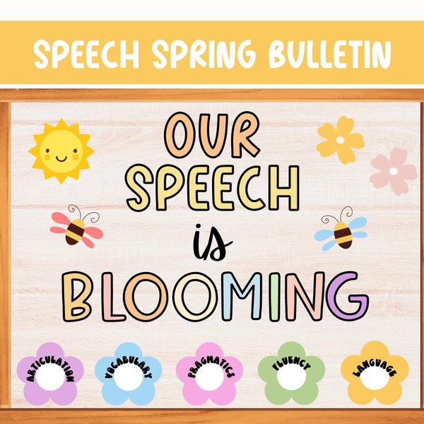 Speech Therapy Bulletin Board, Spring Speech Bulletin Board, Speech Classroom Decor, Speech Room Decor, Digital Bulletin Board Kit