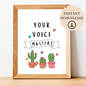 Your Voice Matters, Speech Therapist Poster, Speech Therapy Room Decor, Speech Office and Classroom Poster, SLP Poster, Printable SLP Print