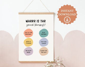 Where Is The Speech Therapist, SLP Poster, Speech Therapist Gift, SLP Door Sign, Speech Therapy Room Decor, Speech Therapy Poster