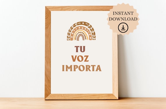 SLP Bilingual Poster Speech Room Sign, Your Voice Matters, Tu Voz Importa (Printable PDF, Spanish & English)