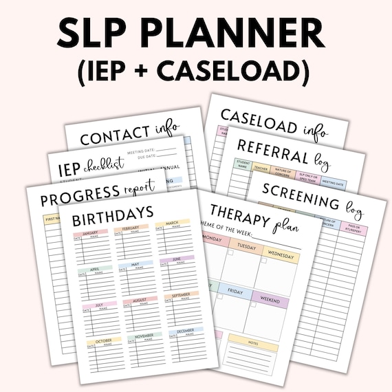 Speech Therapy Planner, Speech Planner, IEP Planner, SLP Planner, School SLP Planner, slp data sheets, Printable Speech Therapy Resources