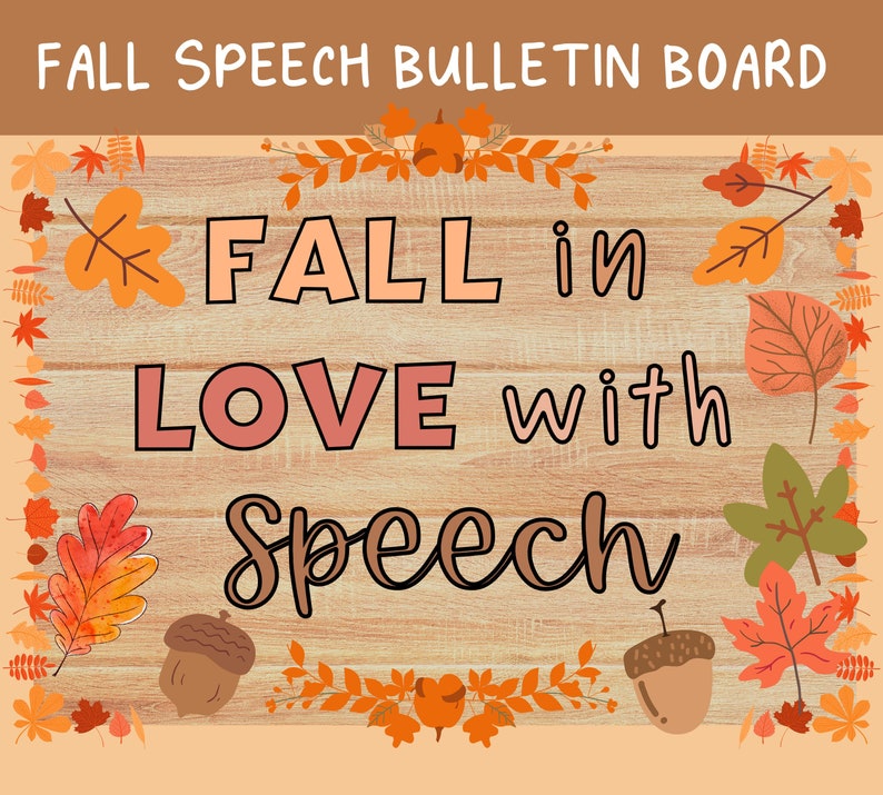Herbst Bulletin Board Logopädie - Digitales Klassenzimmer Dekor-Set - Herbst Thema, druckbare PDFs, SLP Speech Room Essentials Bild 1
