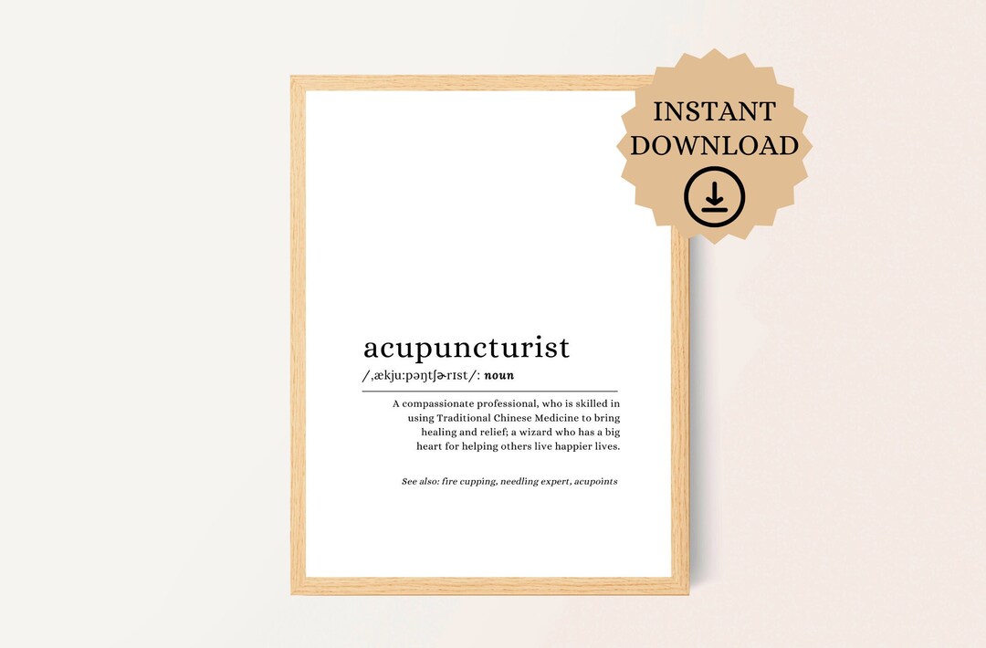 Acupuncturist Definition Poster, Acupuncturist Gift, TCM Poster