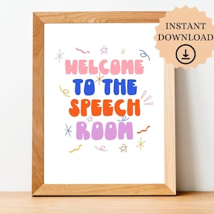 Welcome To The Speech Room, speech room decor, welcome to speech sign, slp sign, speech therapy poster, slp print, speech therapy decor