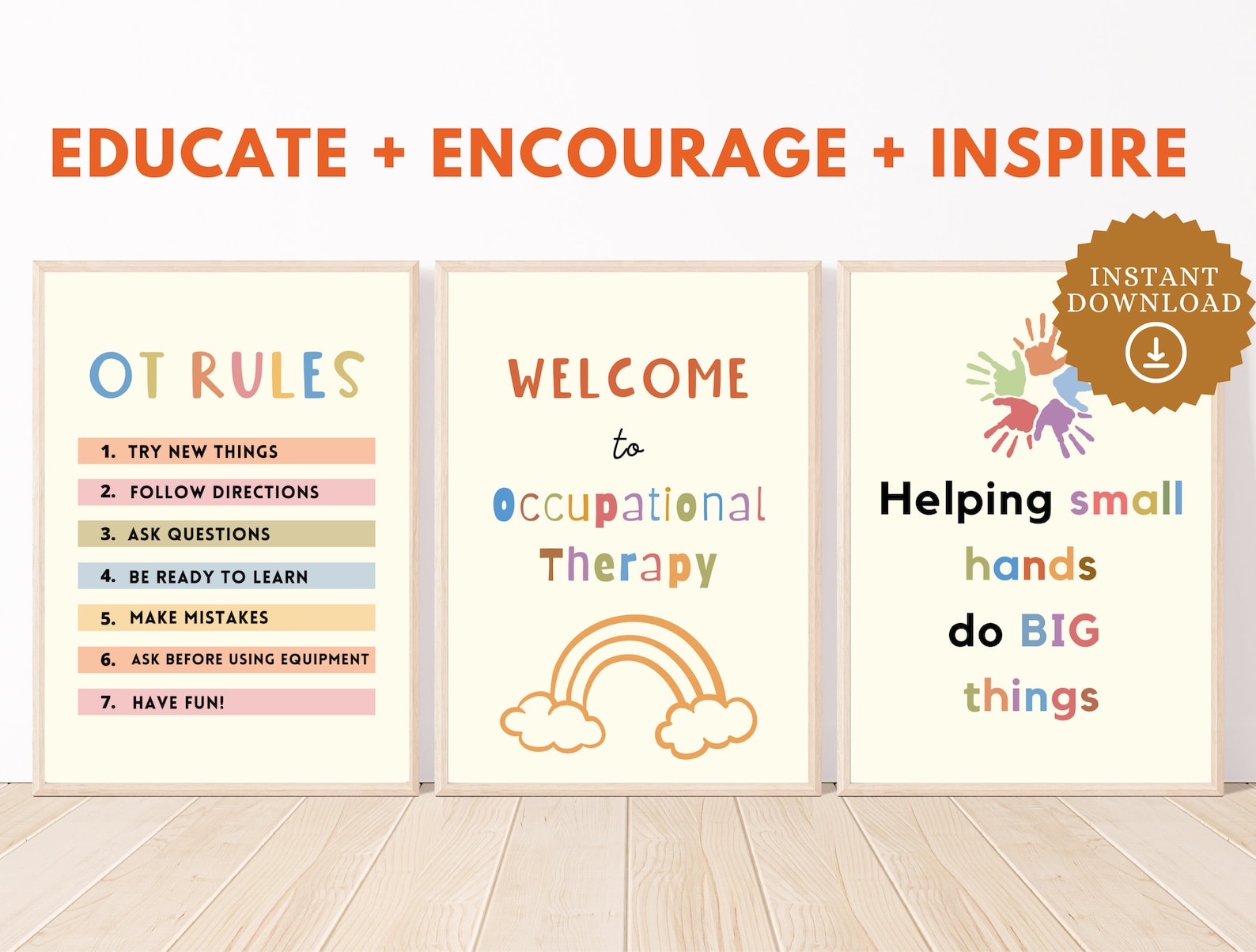 Pediatric OT Prints - Occupational Therapy Wall Art - Bright Digital ...