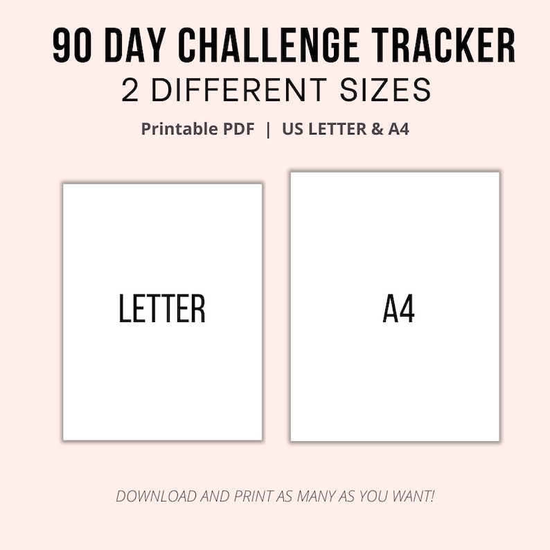 90 Day Challenge Tracker Printable Goal Progress Tracker - Etsy