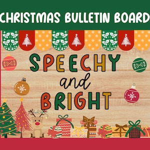 Christmas Speech and Language Bulletin Board, Classroom Bulletin Board Kit, Speech Therapy Decor, SLP Classroom Decor, Speech Decor Kit