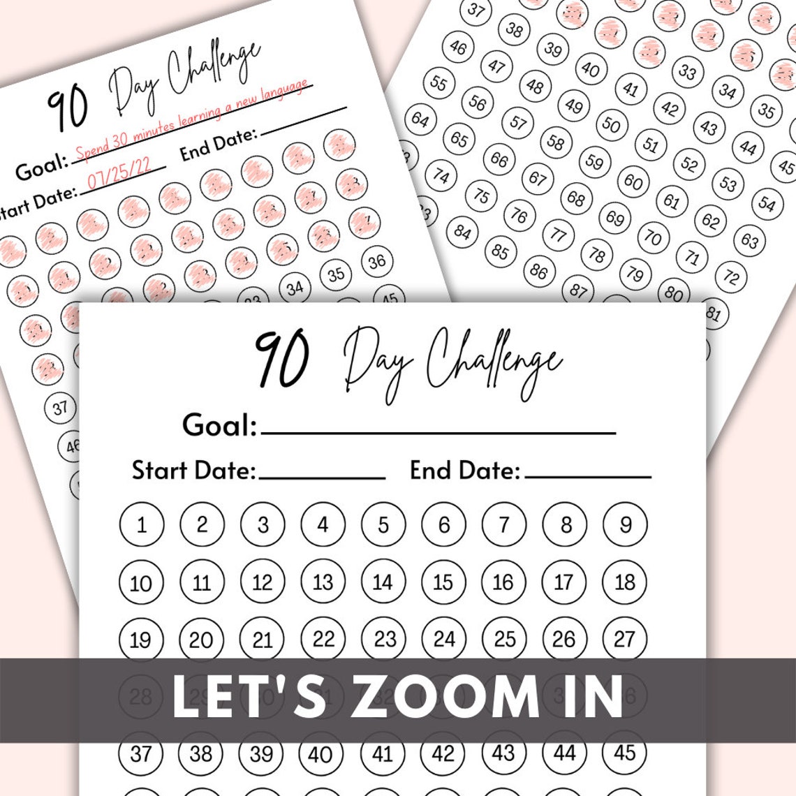 90 Day Challenge Tracker Printable | Goal Progress Tracker | PDF Habit ...