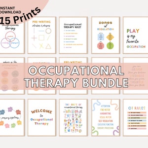 Occupational Therapy Posters Bundle, set of 15, Occupational Therapy Bundle, OT Posters, Occupational Therapy Room Decor, Digital OT Prints