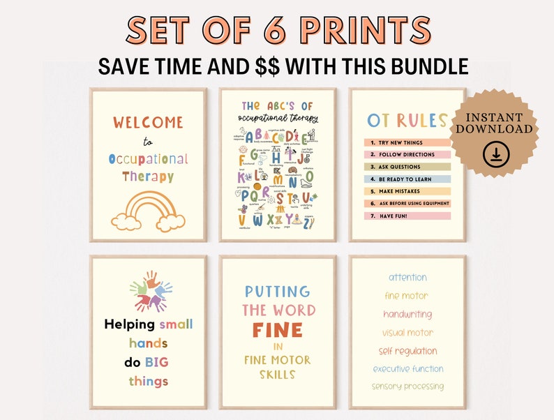 Pediatric OT Prints - Occupational Therapy Wall Art - Bright Digital ...