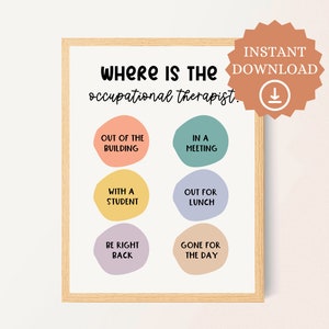 Waar is de ergotherapeut poster, afdrukbare OT poster, OT klaslokaal, ergotherapeut cadeau, ergotherapie decor