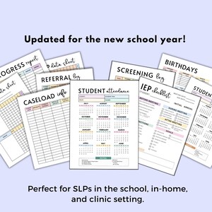 IEP Planner: Colorful 2025-2026 Speech Therapy Organizer - Digital SLP Forms, Caseload Logs, School-Based Resource image 2