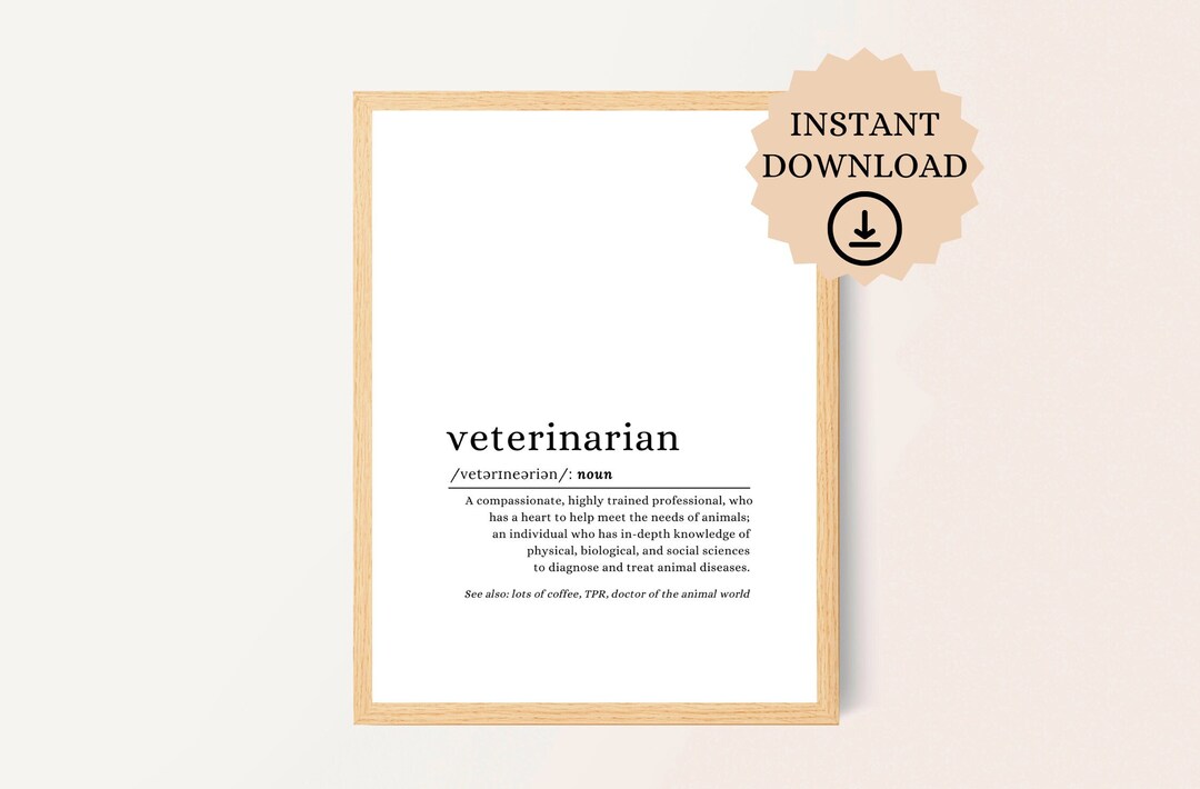 Veterinarian Definition Print, Veterinarian Gift, Vet Definition Poster