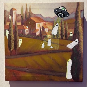 Blacklight Ghost Upcycled Painting