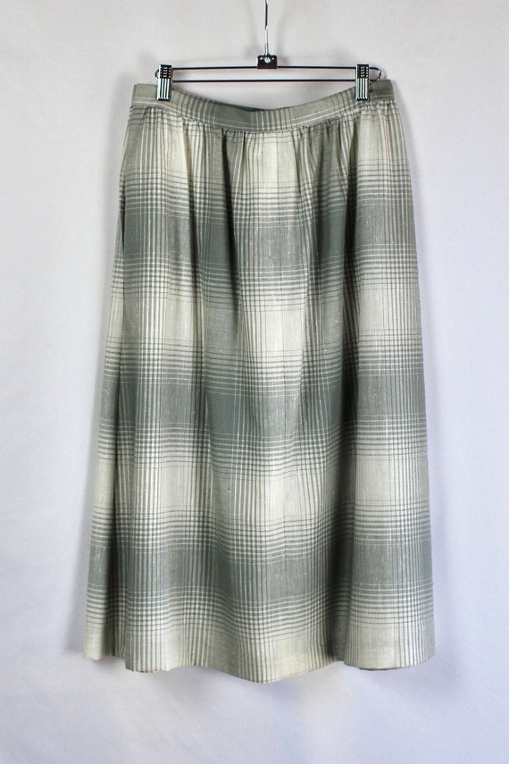Vintage 80s pleated preppy twee gray and white ch… - image 3