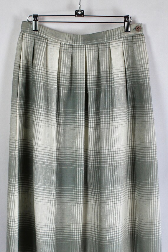 Vintage 80s pleated preppy twee gray and white ch… - image 2