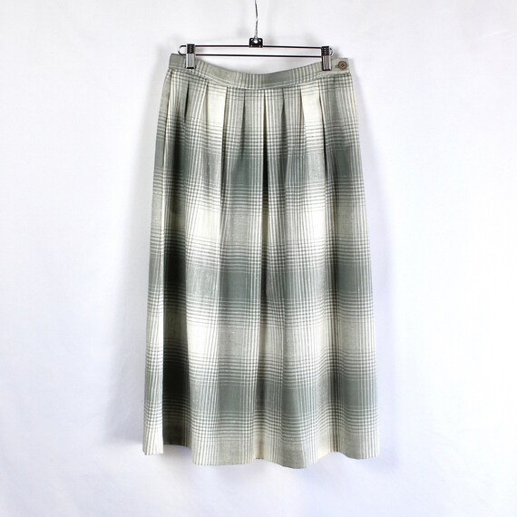 Vintage 80s pleated preppy twee gray and white ch… - image 1