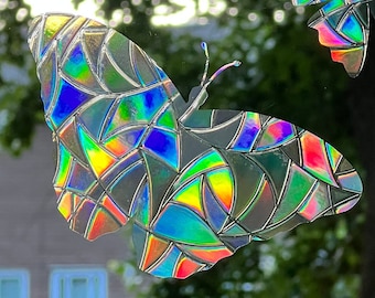 Butterflies Suncatcher Sticker Prism Window Clings, Prevent Bird Window Collisions, Nature Minimalist Decor, Set of 18 Static Vinyl Decals