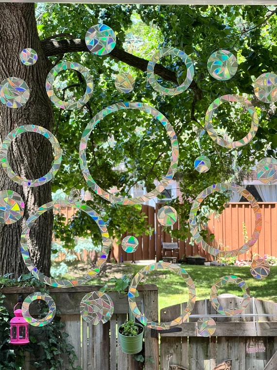 Circle Window Decals For Bird Strikes - Rainbow Anti-Collision Window Stickers, Static Cling, Reusable, 11" Diameter (3 Pack) - View #11