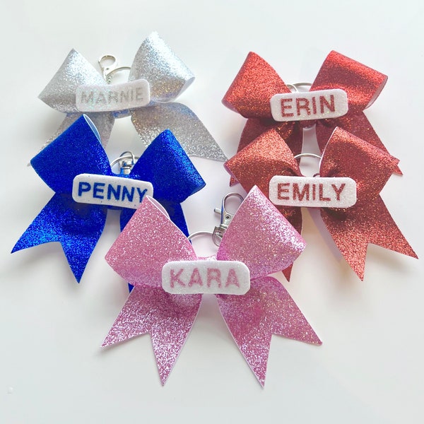 Personalised glitter bow keychain | cheer bow | custom colours