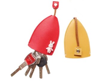 Leather Key Holder With Pull Strap Keychain Key Pouch 