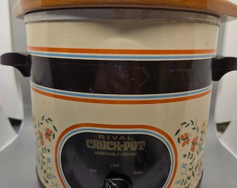 Rara pentola a cottura lenta vintage Rival Crock Pot modello 3150/2 da 3,5 quarti, testata con fiori