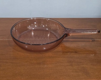 Visions Corning Ware Amber 7" Skillet Waffle Bottom Cook or Serve GUC