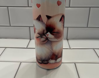 Kissing Cats Tumbler: Watercolor Design, 20oz Stainless Steel