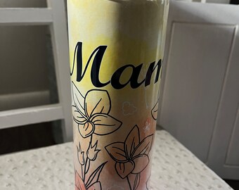 Floral Watercolor 20oz Tumbler: Personalized Stainless Steel Travel Mug
