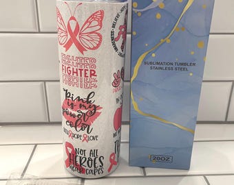 Breast Cancer Awareness 20oz Sublimation Tumbler: Fighter Design