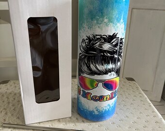 Mom Life Tie-Dye 20oz Stainless Steel Tumbler, Gift Box