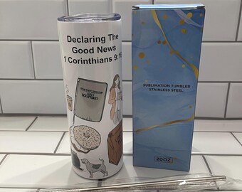 JW Preaching Work Tumbler: 20oz Stainless Steel, Scripture Design