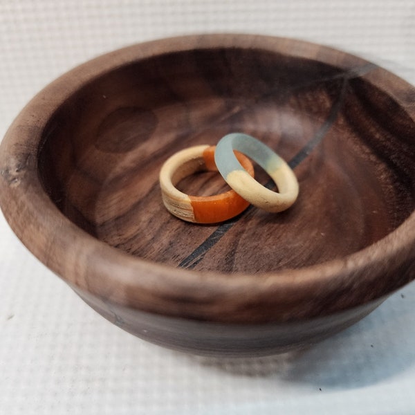 Ring Bowl / Ring Dish - Bedside / Counter top ring bowl - Hand Turned Walnut Jewelry Dish