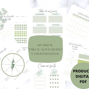 Spanish digital self-care planner| Calendario digital del bienestar en Español| Salud emocional| Autocuidado de la mujer|