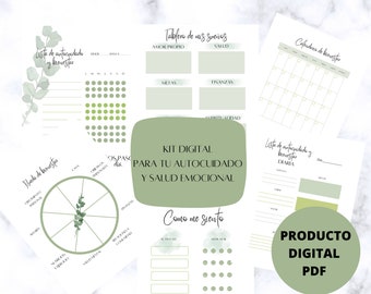Planificador digital de autocuidado en español/ Calendario digital del bienestar en Español/ Salud emocional/ Autocuidado de la mujer/