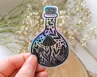 Eco-Friendly Holographic Sticker Mushroom Potion