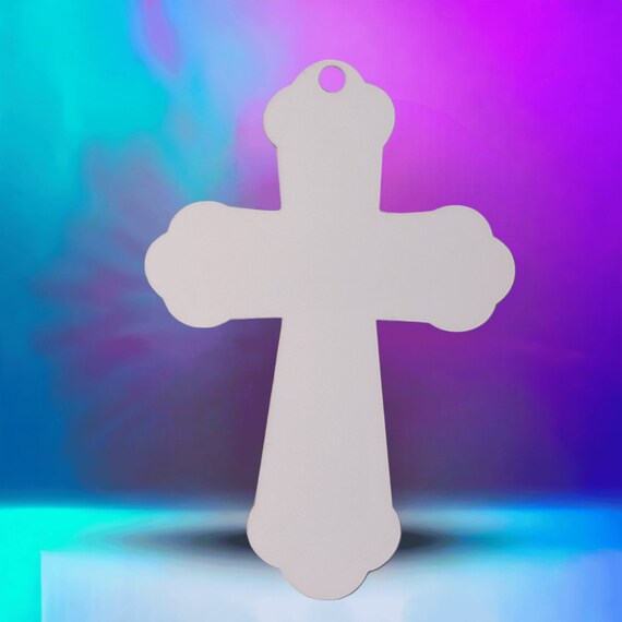 Cross Ornament Sublimation Blank - Christmas Ornament Gift Tag - Bulk Wholesale Sublimation Blank - One Sided Glossy Unisub - Keychain Blank