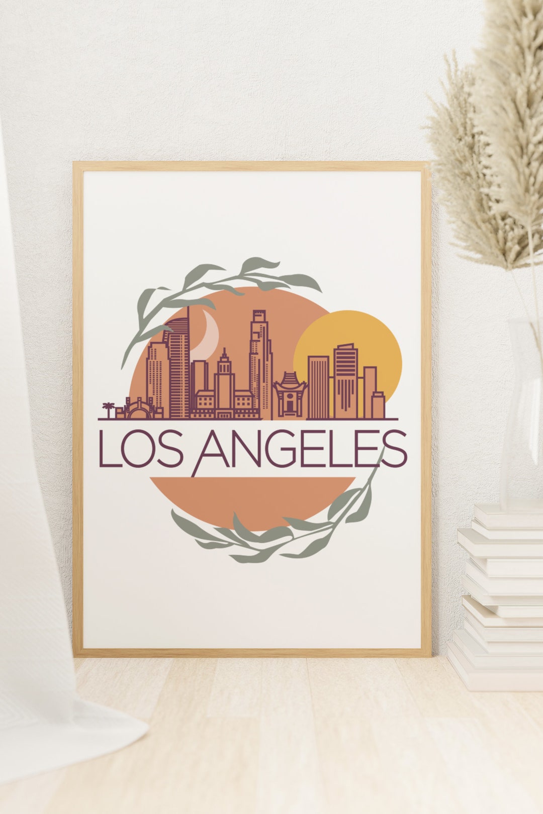 Los Angeles City Skyline Printable Digital Wall Art Instant - Etsy