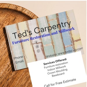 Business Card Canva Template for Carpentry Business