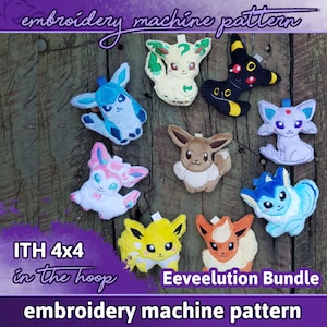 ITH PATTERN 4x4&quot; / 10 x 10 cm eeveelution bundle eevee flareon jolteon vaporeon espeon umbreon leafeon glaceon sylveon evoli feelinara plush