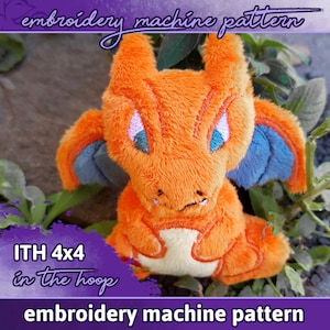 ITH PATTERN 4x4" / 10 x 10 cm charizard glurak plush