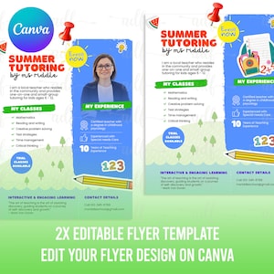 Tutoring Flyer, Editable Tutoring Flyer, Customizable Teaching Flyer, CANVA Flyer, Premade Business Social Media Flyer, Diy Flyer Template